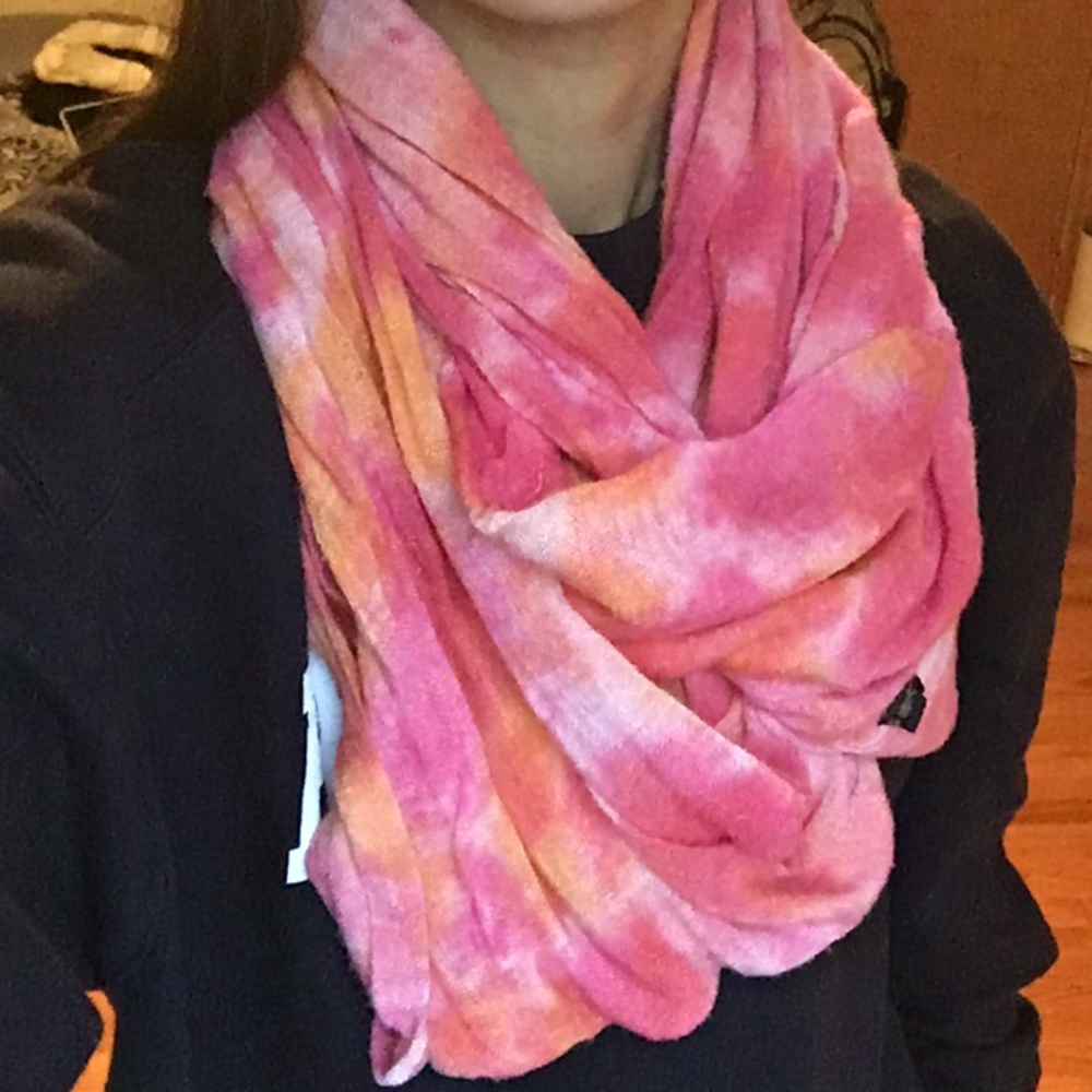 Pink and orange tie dye infinity scarf